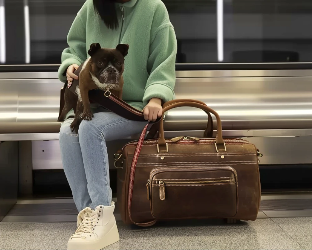 leather luggage with wheels